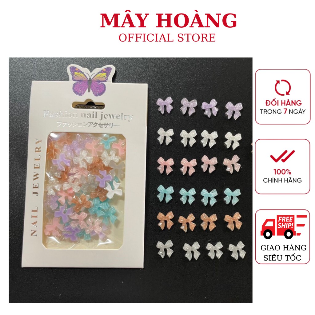 Charm nơ nhún nail đính móng