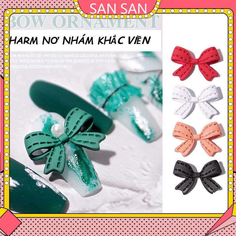 Charm nơ nhám khắc viền TRANG TRÍ MÓNG