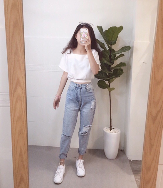 Quần Jeans Boyfriend rách (VNXK)