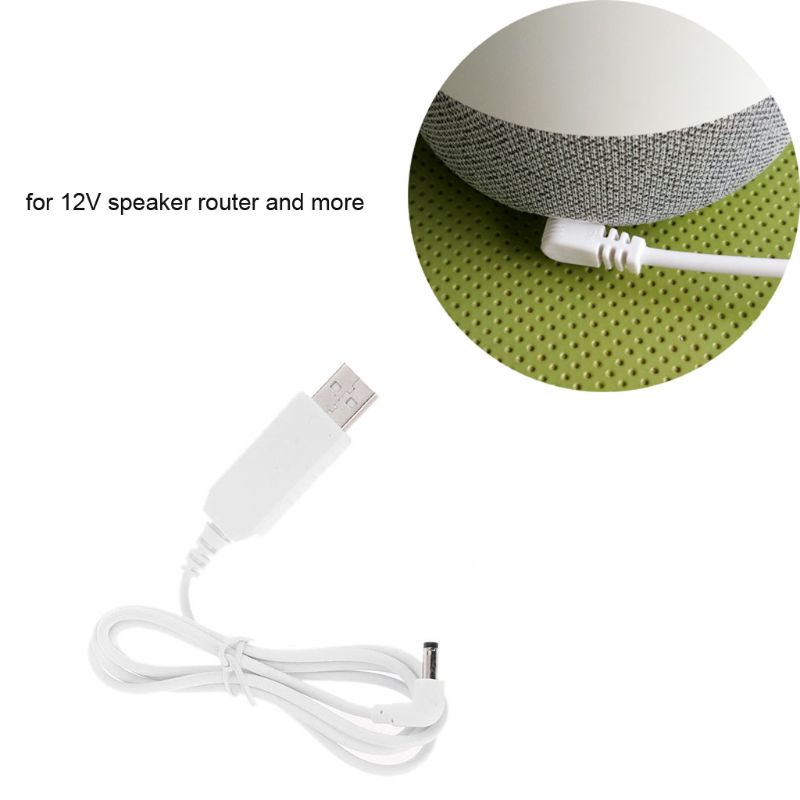 【3C】Dây cáp tăng áp 1m 90 độ USB 5V sang 12V 5.5x2.1mm màu trắng cho loa/ máy ảnh WiFi | BigBuy360 - bigbuy360.vn