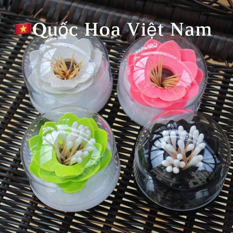 (SALE SỐC) Bộ 2 Lọ Đựng Tăm, Tăm bông Hình Hoa Sen(Màu Sắc Ngẫu Nhiên).
