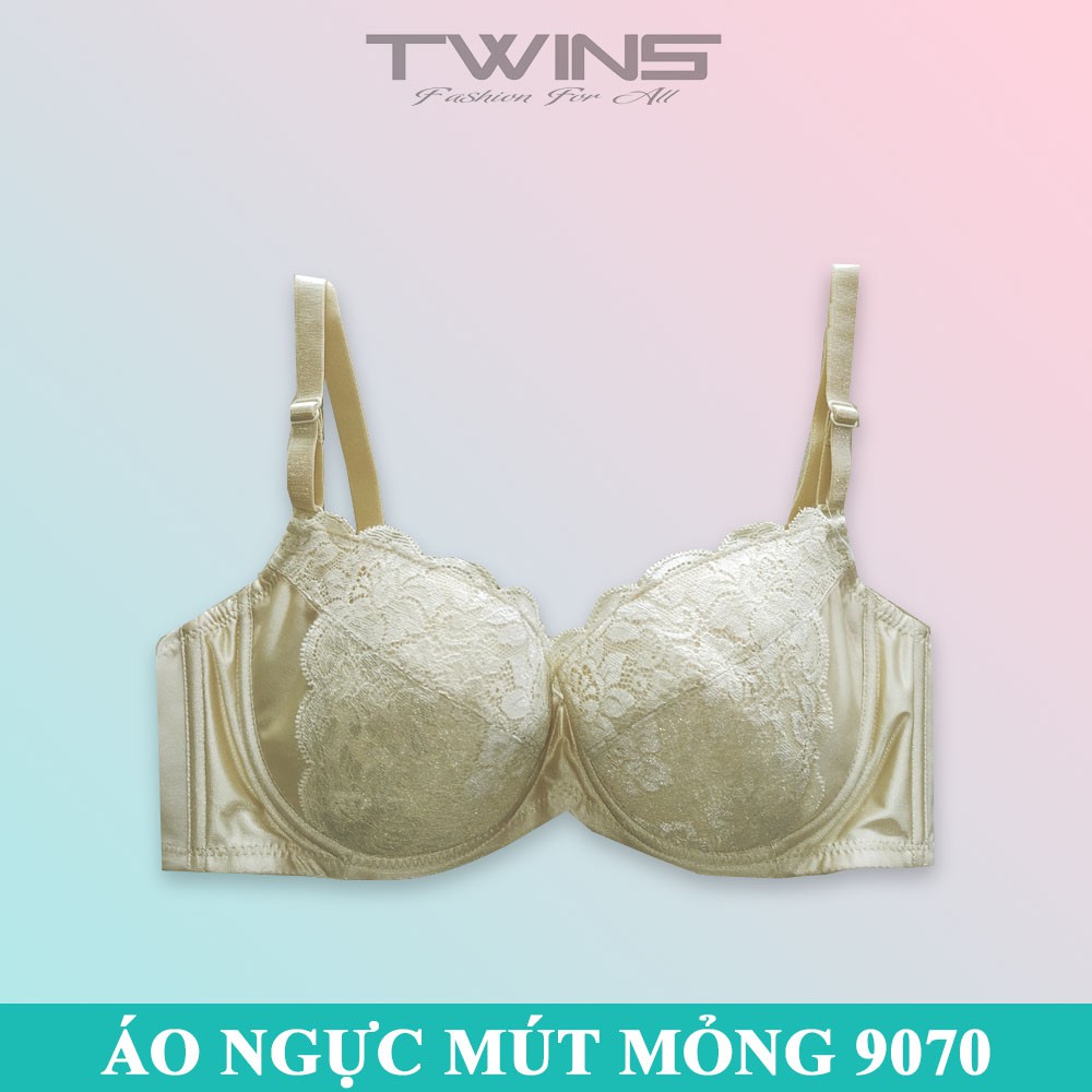 Áo ngực nữ ren nâng ngực Winking 9070 có gọng mút mỏng cúp xéo ôm ngực size 34-36-38-40 cúp C
