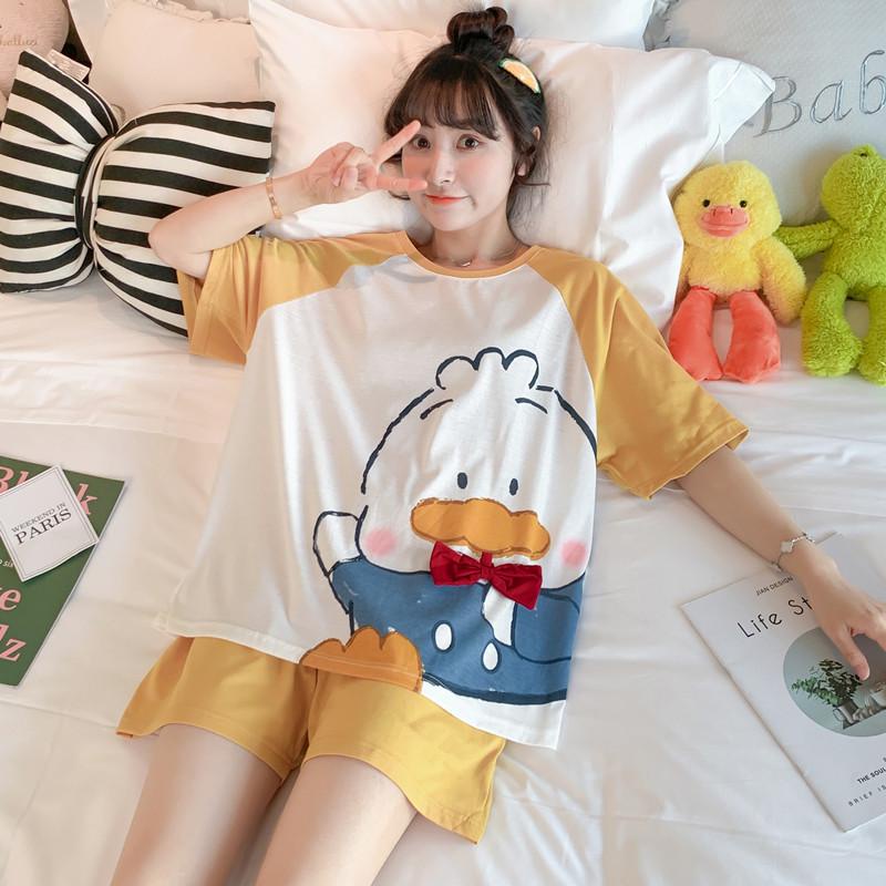 Bộ ngủ bigsize mặc nhà nữ cộc tay 40-95Kg vải thun cotton quần lửng mùa hè cute dễ thương TOZZO BC04