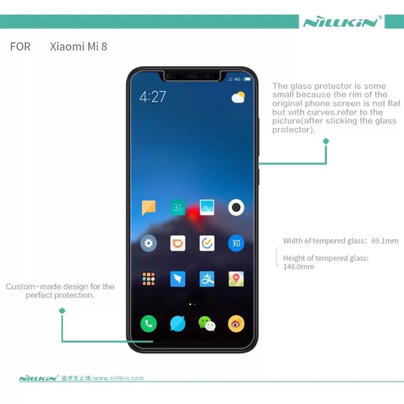 Nillkin Kính Cường Lực Bảo Vệ Màn Hình Cho Xiaomi Mi 8 / Mi8