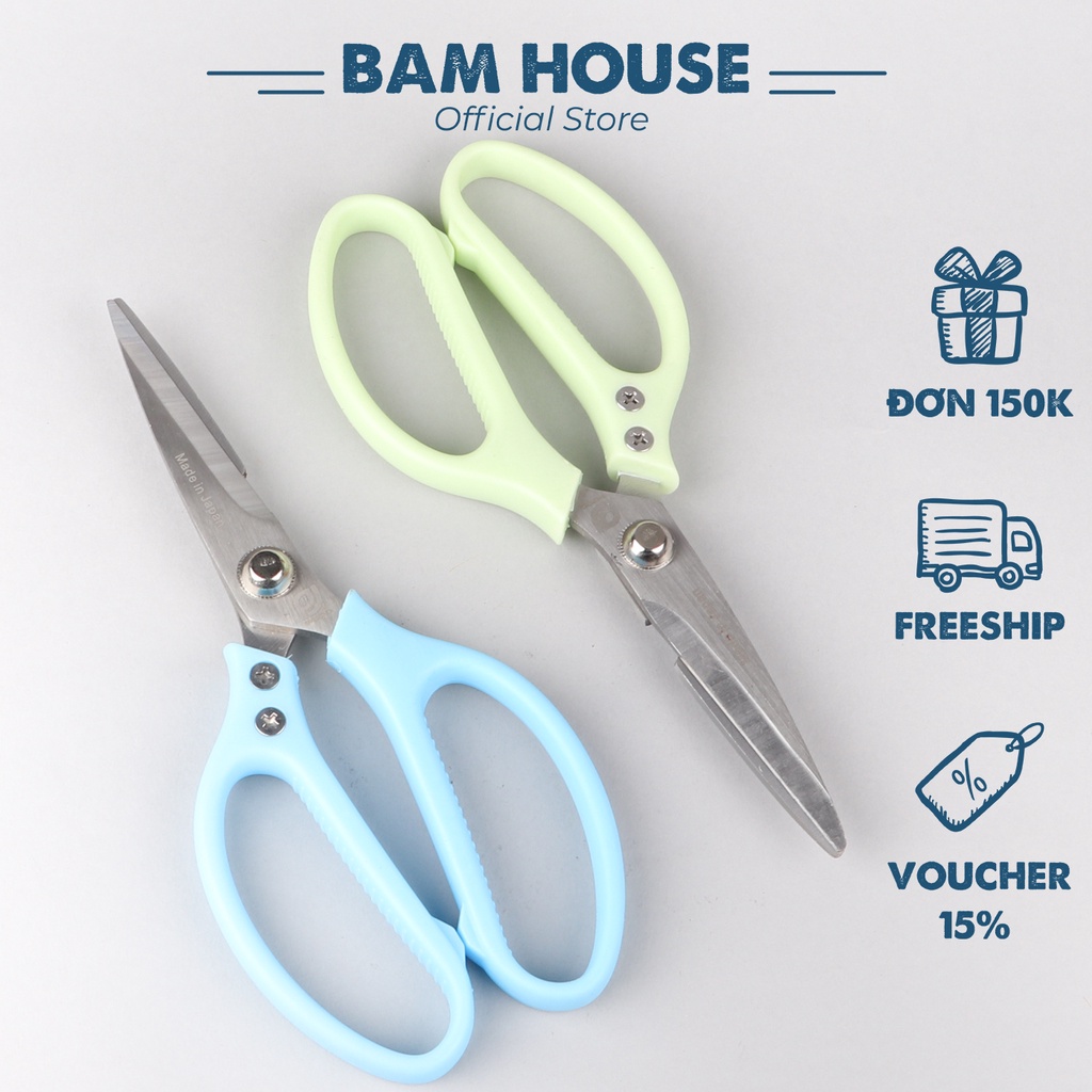 Kéo bếp Nhật Bản Bam House cán nhựa lưỡi thép không gỉ siêu bền cao cấp KCN01 - Gia dụng bếp