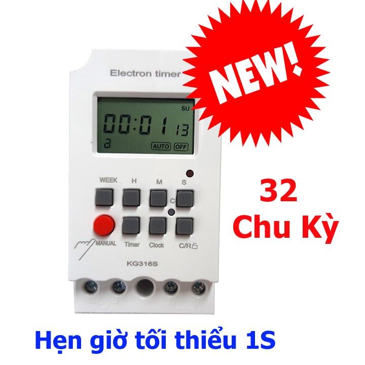 Timer hẹn giờ tối thiểu 1s Kg316S 32 chương trình - công tắc hẹn giờ hẹn giờ tối thiểu 1 giây