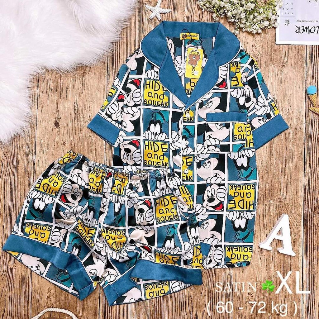 XL(60-72kg) Đồ ngủ pijama nữ, đồ mặc nhà chất LỤA SATIN đẹp, kiểu tay ngắn quần ngắn, chất vải mát, ít nhăn, không xù | BigBuy360 - bigbuy360.vn
