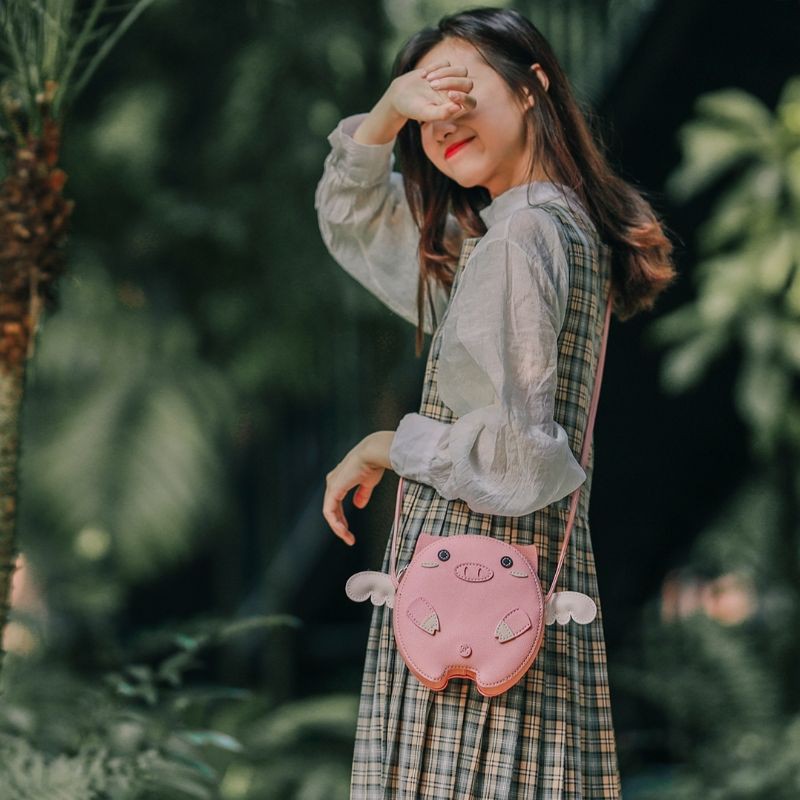 Túi Handmade, Túi Tự Đan Handmade Heo Hồng  Đáng Yêu