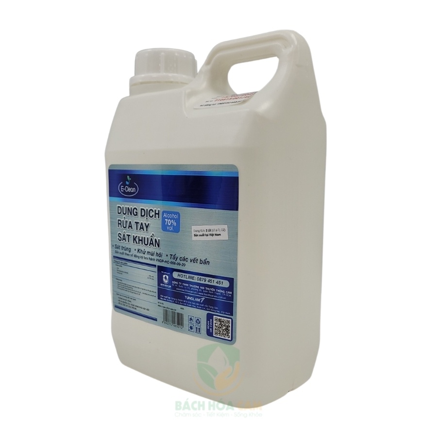 Dung dịch rửa tay sát khuẩn E-Clean dạng loãng hương hoa hồng, can 2 lít | BigBuy360 - bigbuy360.vn