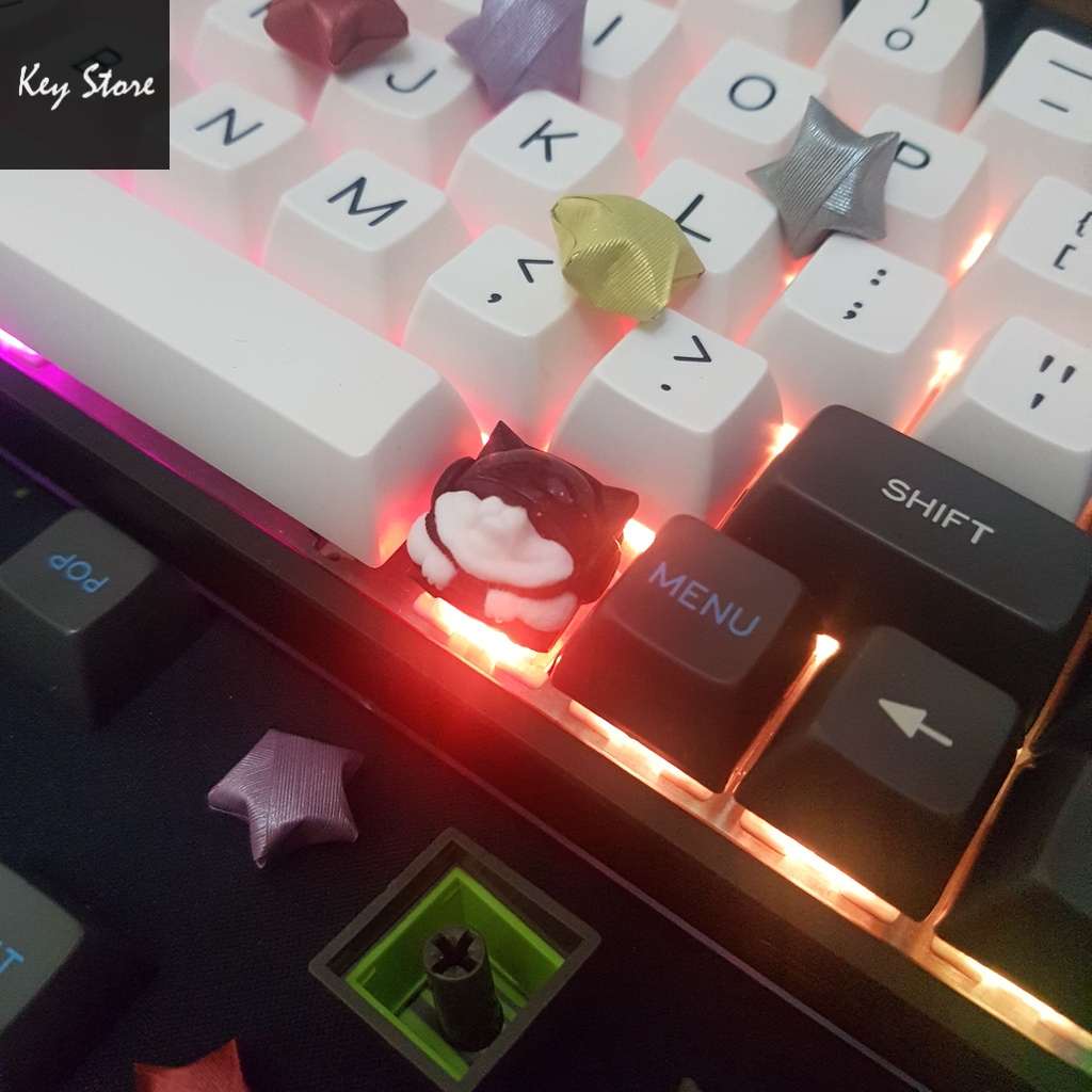 Nút bàn phím cơ artisan keycap sirius màu trắng kính tím sky