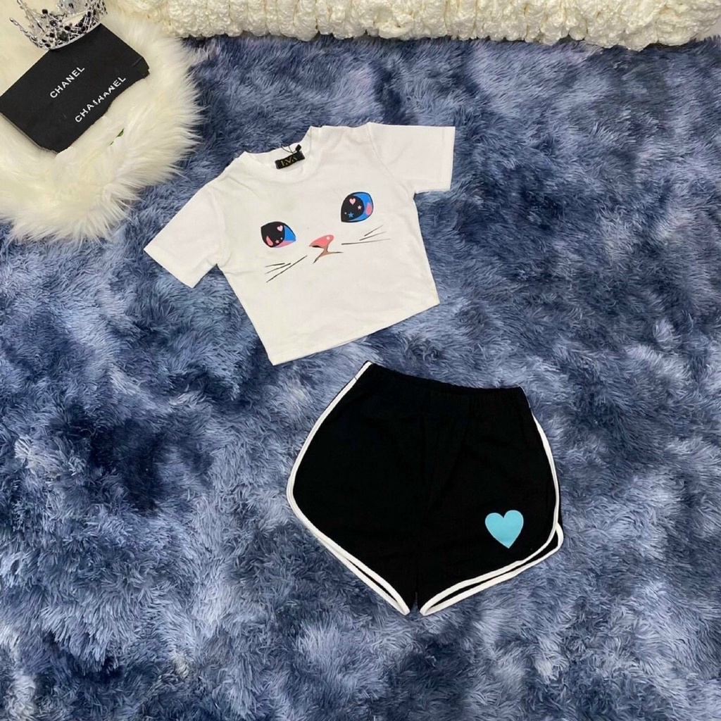 Set Bộ Mặc Nhà Nữ Áo Croptop - Quần Viền