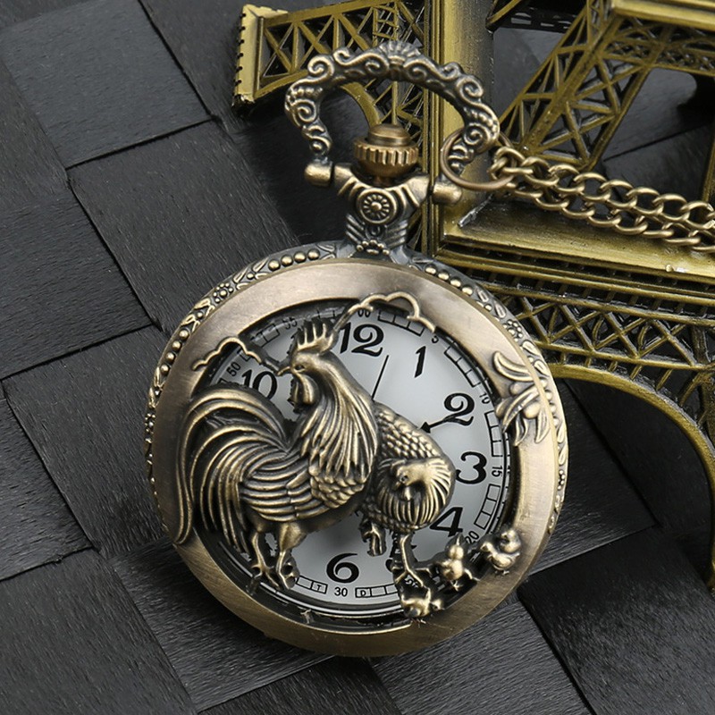 Đồng Hồ Quả Quýt Chạm Khắc Hình Chú Gà Phong Cách Vintage | BigBuy360 - bigbuy360.vn