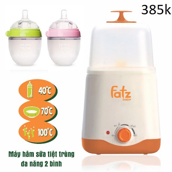 Máy hâm sữa ĐÔI+ tiệt trùng bình sữa CHÍNH HÃNG Fatzbaby 2in1(bảo hành 1 năm)