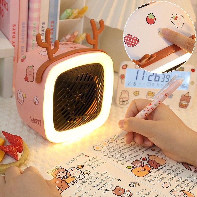 Máy Sưởi Ấm Mini Để Bàn Chạy Bằng Điện Kèm 2 Tai Và Sticker Ngẫu Nhiên Trang Trí