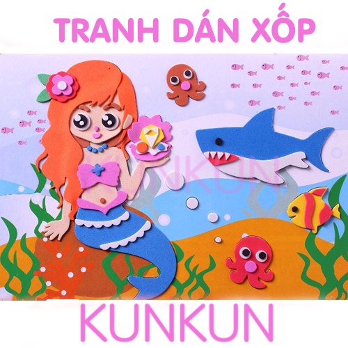 Tranh dán xốp EVA nhiều màu sắc dễ thương cho bé