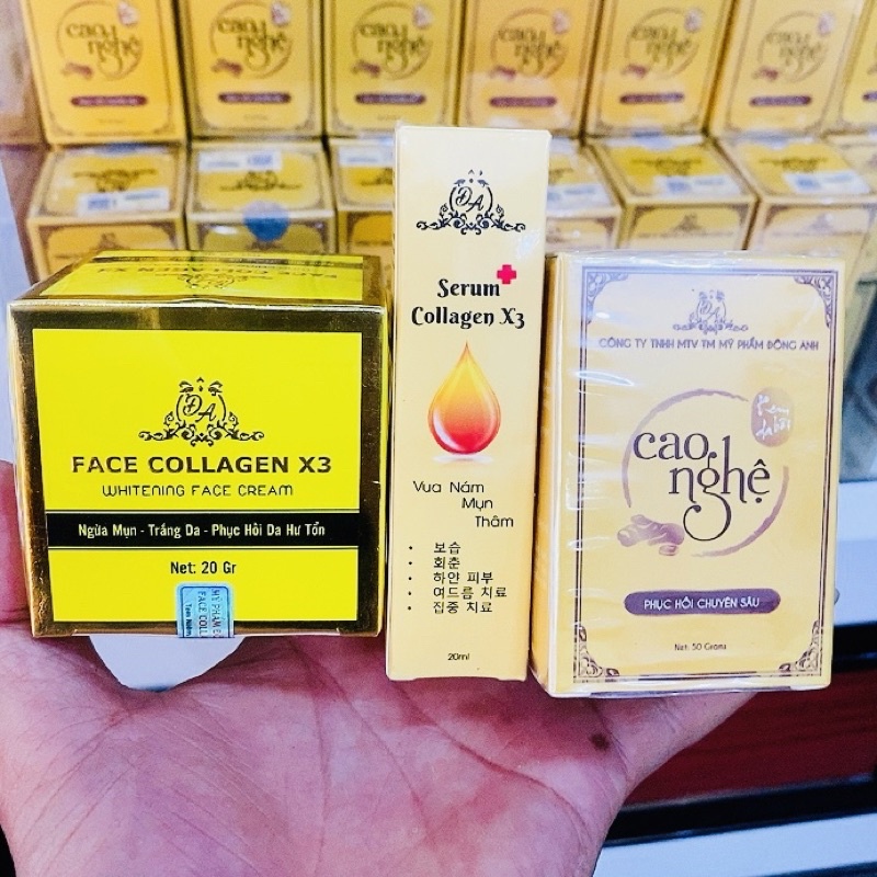 Combo Kem Face collagen X3  + Serum nám X3 + Cao Nghệ - Hàng chính hãng Đông Anh 100%