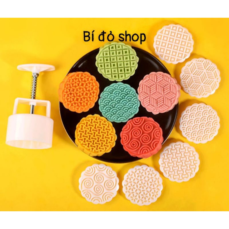 Bộ khuôn trung thu lò xo VÂN MÂY 6 mặt 1 nhấn size 50g, 75g và 100g, 150g