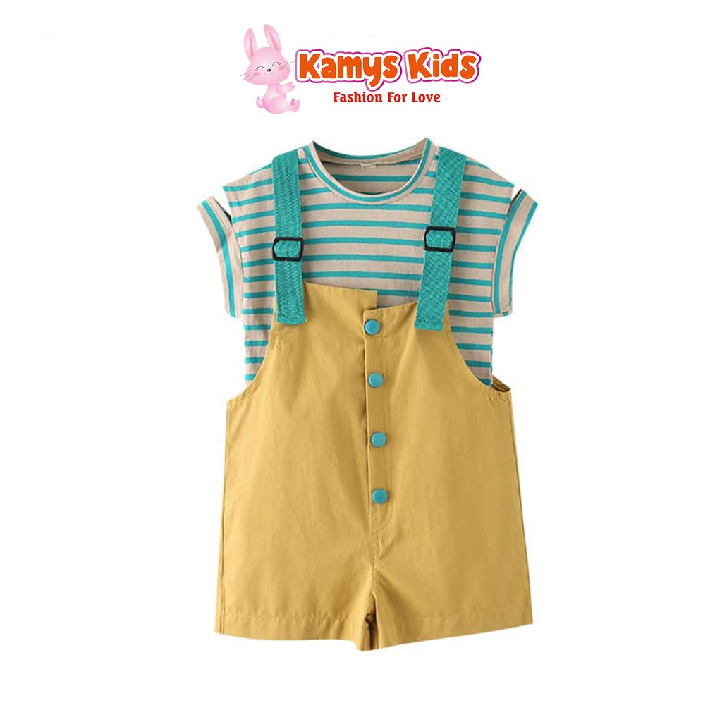 Bộ quần yếm áo cộc tay trẻ em KAMYS KIDS dễ thương cho bé gái từ 15-40kg