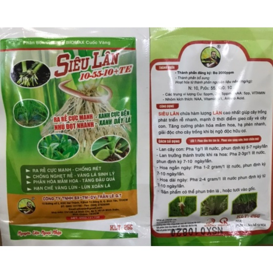 Phân bón vi lượng Siêu Lân 10-55-10 + TE - Giải Độc Hữu Cơ - Kích Ra Rễ - Kích Tạo Nụ - Gói 25g