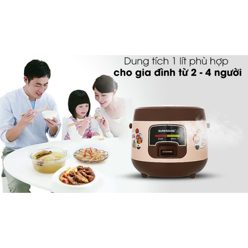 Nồi cơm nắp gài Sunhouse 1 lít SHD8208C -trưng bày 94% - Số Người Ăn 2 - 4 Người Công Suất 400 W