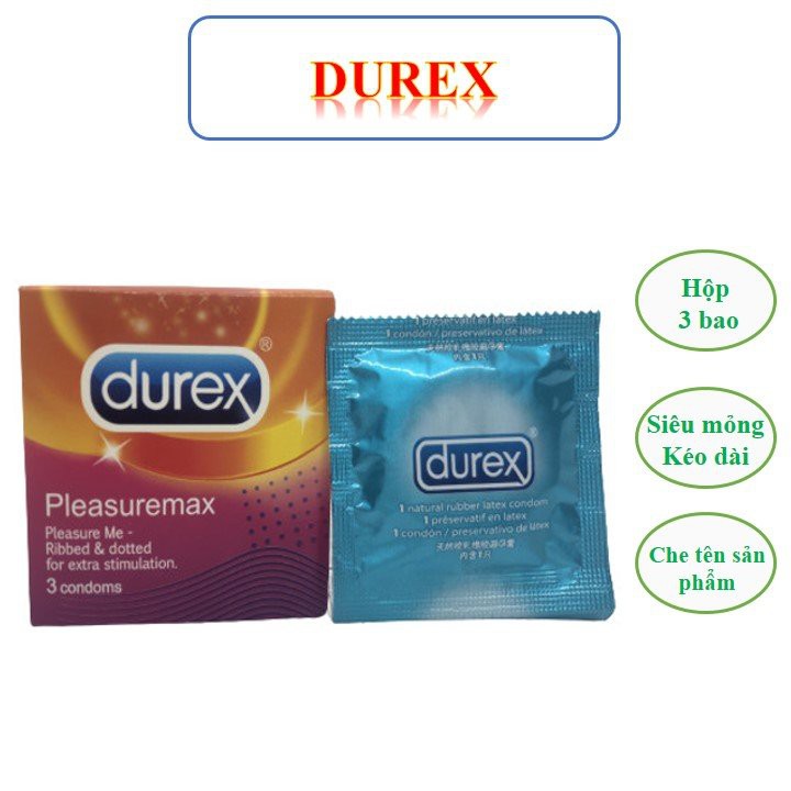 Bao cao su durex / bao cao su siêu mỏng, kéo dài - bcs lẻ, hộp 3 bao