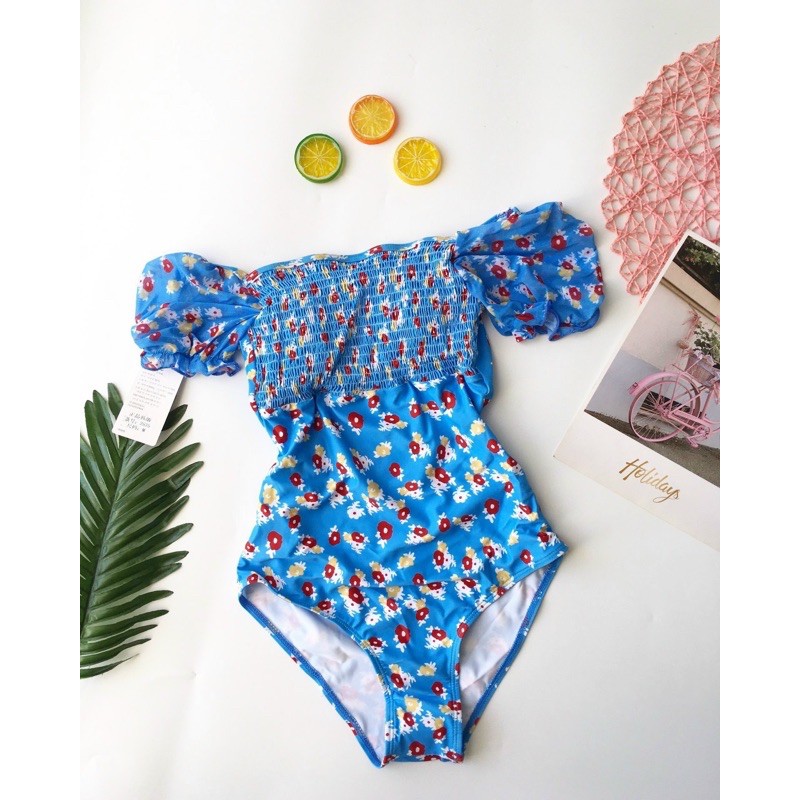 Bikini 1 mảnh trễ vai hoa nhí kèm ảnh thật