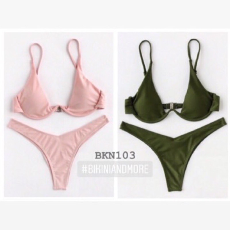 [BKN103] &lt;ÂU&gt; SET BIKINI 7 MÀU QUẦN THONG/LỌT KHE (CÓ GỌNG) [ĐEN/XANH COBALT/XANH NEON/RÊU/ĐỎ/CAM]
