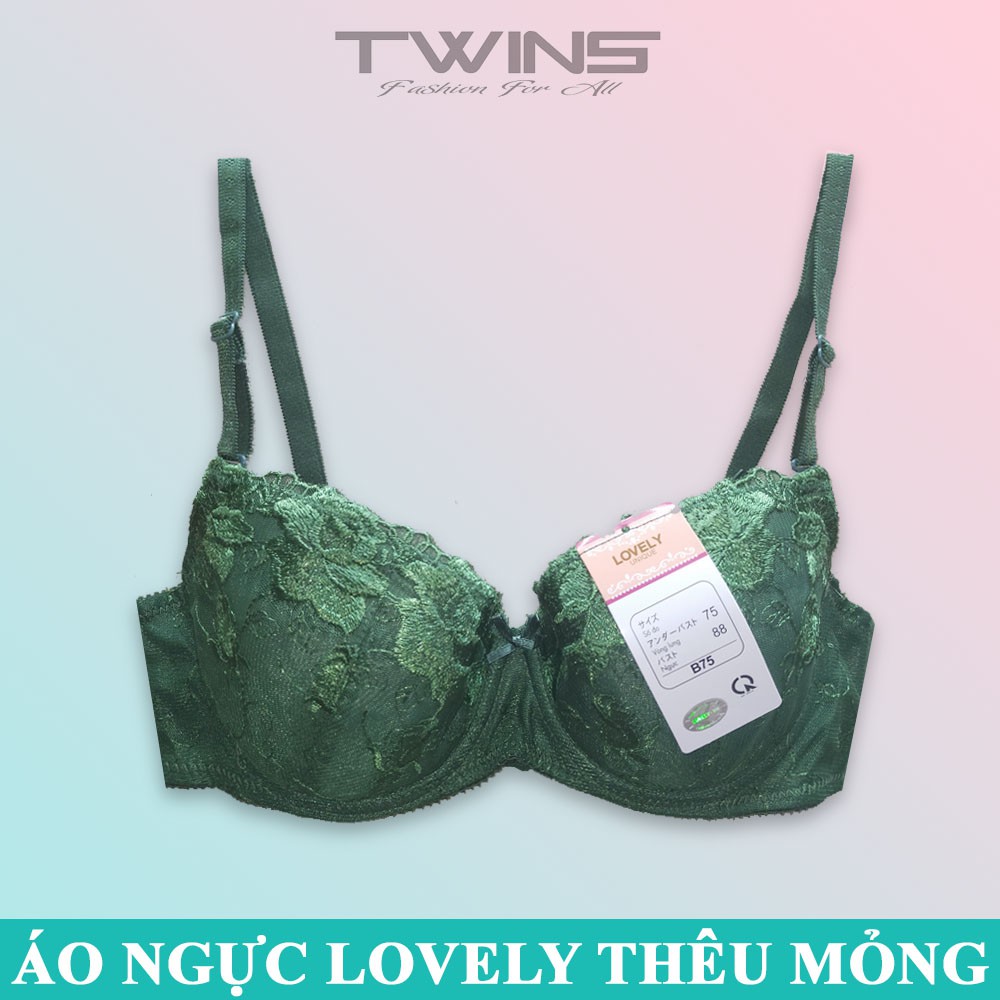 Áo ngực nữ ren mút mỏng nâng ngực Lovely có gọng cúp xéo mềm mịn thoải mái phom lớn size 34-36-38-40
