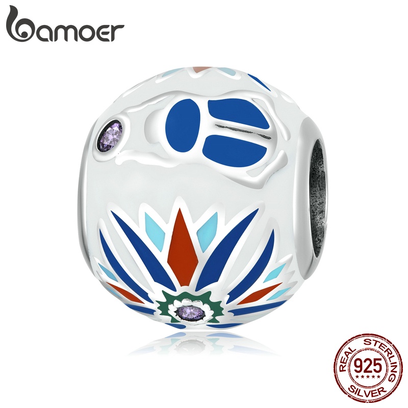 BAMOER Vòng cổ Bạc 925 Mặt Hình Hoa Sen Đính Đá Thời Trang Cho Nữ