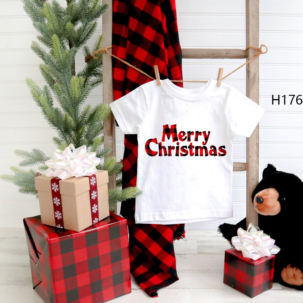 Dễ Thương Áo Thun Tay Ngắn Cổ Tròn In Hình Ông Già Noel Hoạt Hình Giáng Sinh Dành Cho Trẻ Em