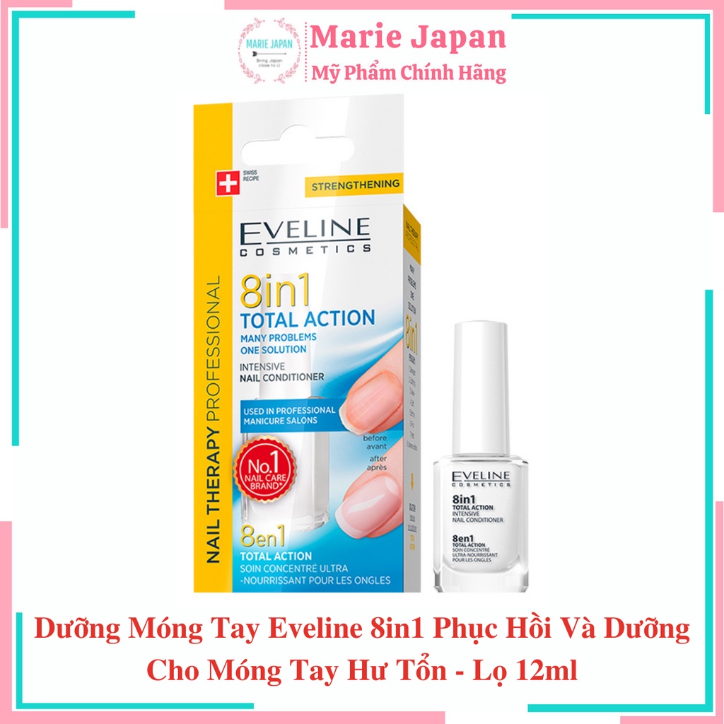 Dưỡng Móng Tay Eveline 8in1 Phục Hồi Và Dưỡng Cho Móng Tay Giảm Hư Tổn - Lọ 12ml