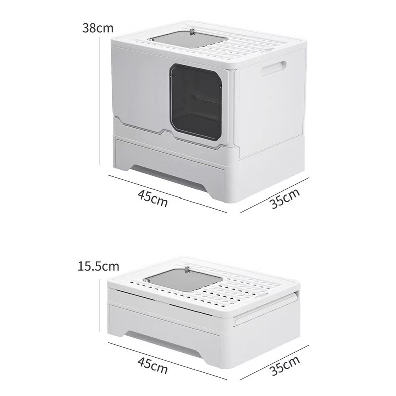 Nhà vệ sinh mèo chống văng cát hai cửa cho mèo  gấp gọn, ngăn mùi - new 2022