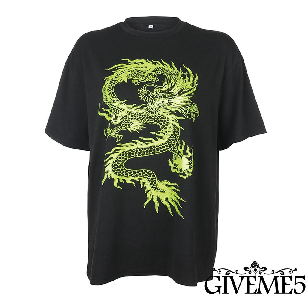 Áo Thun Nữ Tay Ngắn Cổ Tròn In Hình Rồng Thời Trang