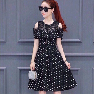 ĐẦM XÒE CHẤM BI ĐÔ REN LỤA CÁT