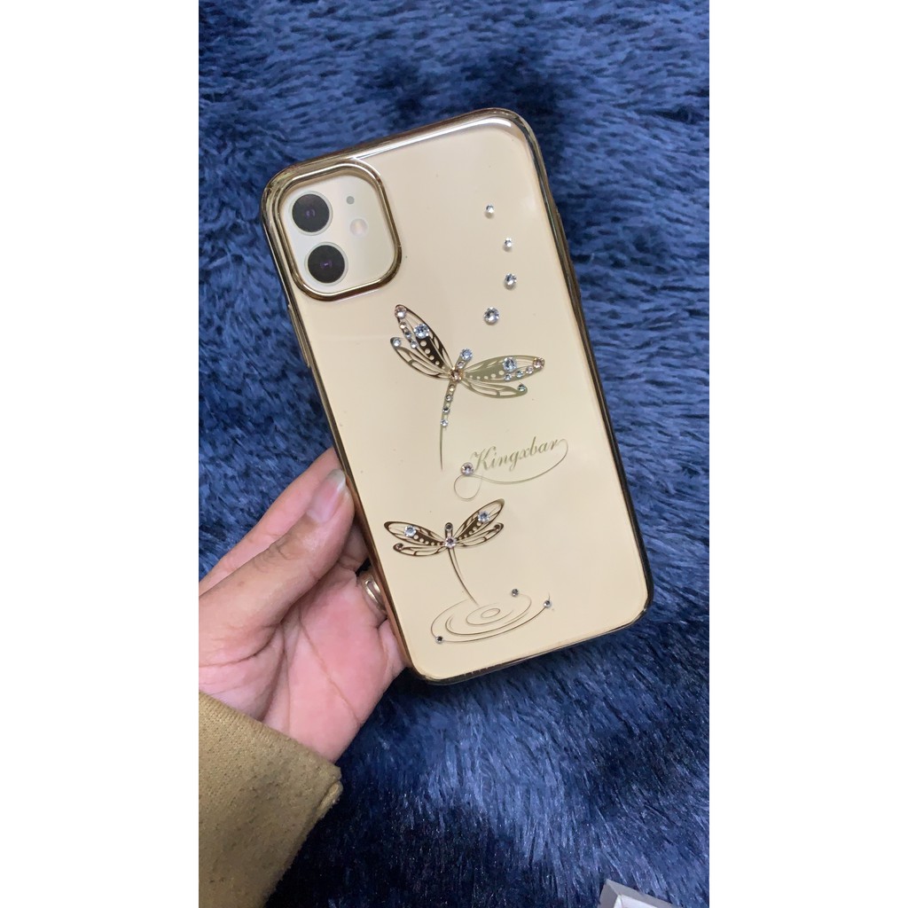 ỐP LƯNG VIỀN MÀU HOA ĐÍNH ĐÁ + CHUỒN CHUỒN KAVARO KINGXBAR iPhone 6 6s 7 8 / plus / X XS XR / 11 12 / MINI / PRO / MAX