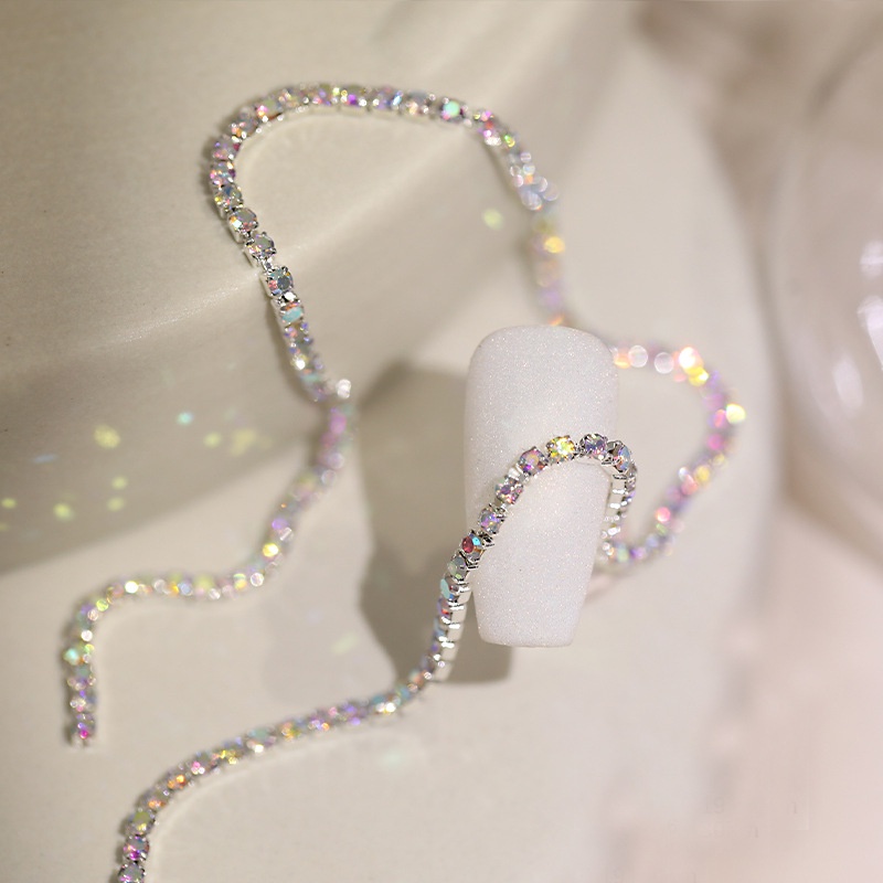 [Hàng mới về] Dây mắt xích đính hạt ngọc trai giả trang trí móng tay 3D DIY dài 25cm