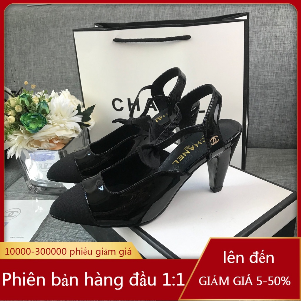 Hàng mới về Giày cao gót đính nơ mũi nhọn thời trang nữ sang trọng Chanel 2021