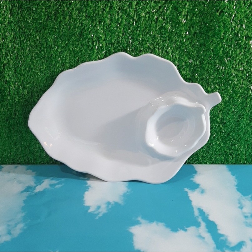 Dĩa Đựng Trái Cây Màu Trắng  Melamine DTC06  Có Chổ Đựng Muối Đa Năng Nhiều Size