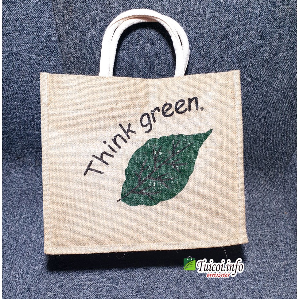 Túi cói think green loại màu sáng, có đệm đáy giữ form túi, có lót