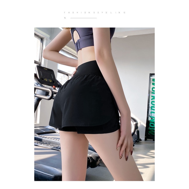 Quần Short Thể Thao Lưng Cao Giả Hai Lớp Thoáng Khí Thời Trang Mùa Hè 2022 Dành Cho Nữ