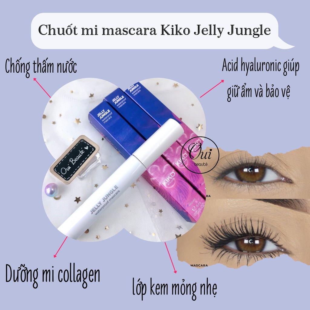 Mascara Kiko Jelly Jungle làm dày dài mi, chuốt mi chống thấm nước 6ml Ouibeaute