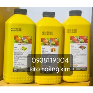 SIRO HOÀNG  KIM đào dâu vải dowxian 2lit đủ vị ( bình vuông)