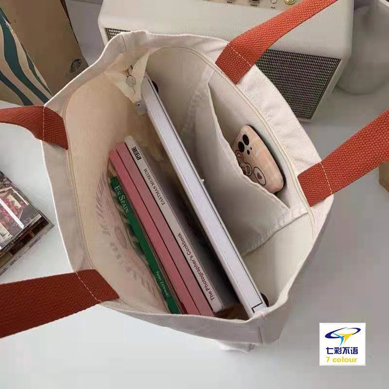 Túi xách tay đeo một bên vai vải canvas sức chứa lớn phong cách harajuku thời trang cho nữ