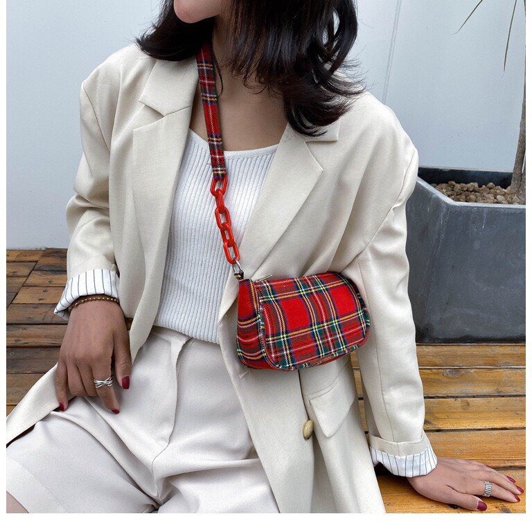 Túi Xách NữTặng Quà Túi Xách Mini Da Pu cao cấp phối kẻ điệu đà thời trang cao cấp MÃ 7608