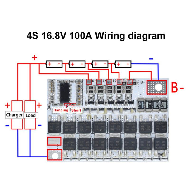 Mô đun bảng mạch bảo vệ pin sạc Lithium 3s / 4s / 5s Bms 12v 16.8v 21v 3.7v 100a Li-Ion tiện dụng
