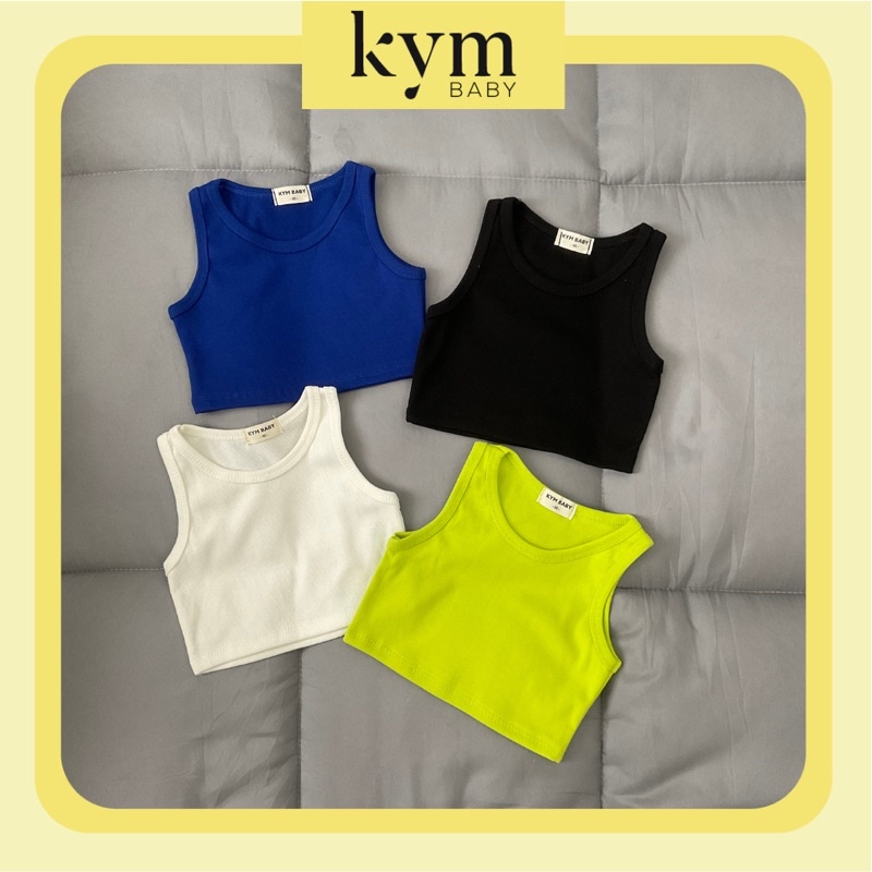 Áo thun ba lỗ basic kiểu dáng croptop chất thun gân co giãn cho bé gái A820