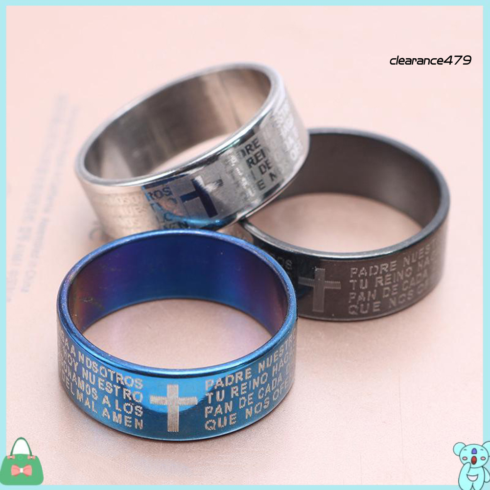 Gafast- Nhẫn Đeo Tay Bằng Thép Titan In Chữ Thập Giá Quà Tặng Tiệc Tùng