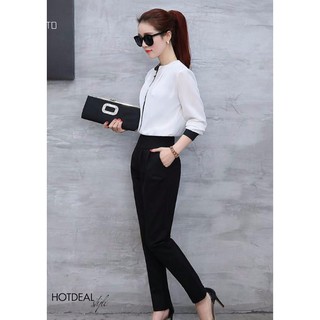 ❣️FREESHIP❣️Áo Kiểu Cổ Phối Màu Bella