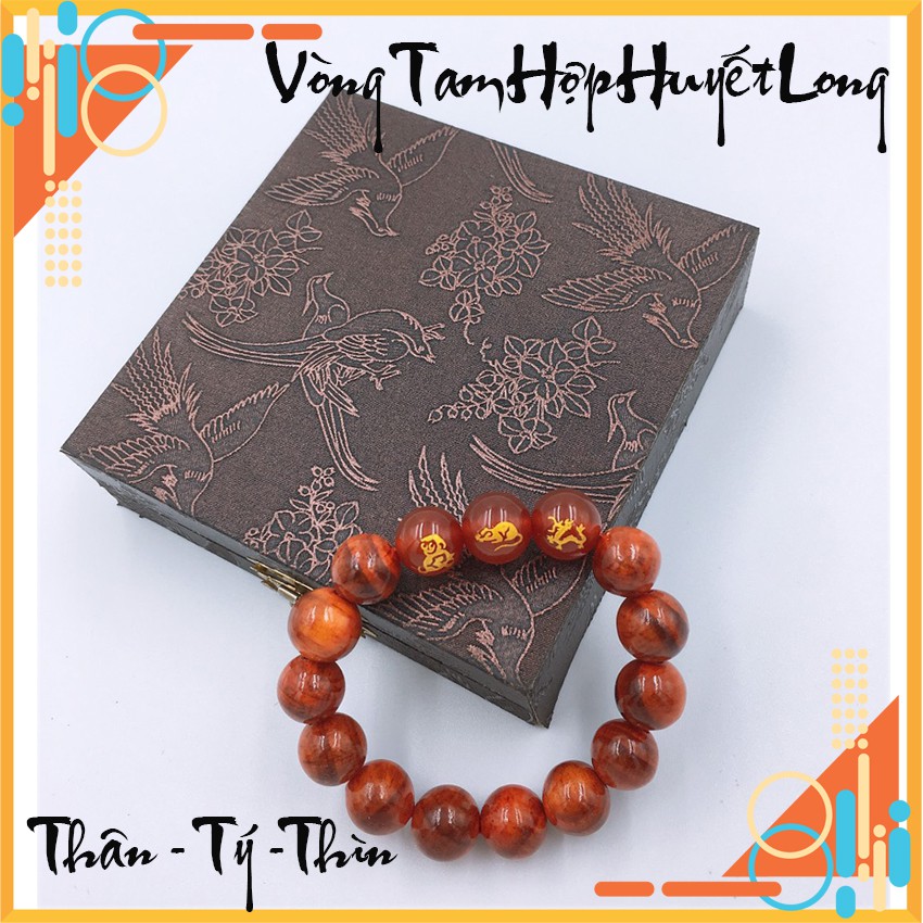 [Sale lớn] Vòng tay tam hợp gỗ huyết long Thân - Tý - Thìn