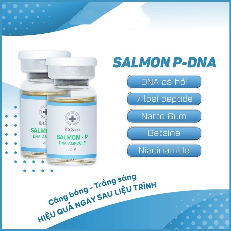 Tế bào gốc DNA cá hồi Idr Skin Salmon p DNA ampoule Idr Skin Hàn Quốc giúp loại bỏ sẹo rỗ, căng bóng 8ml